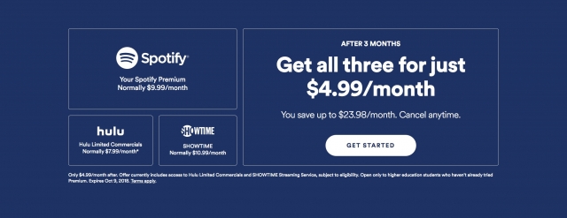 Free hulu and showtime with spotify